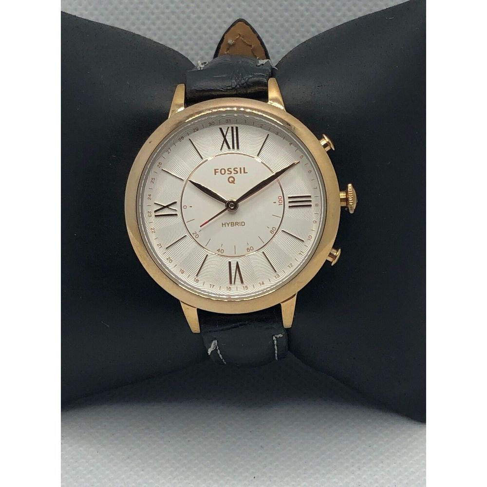 Fossil Q FTW5018 Women's Black Leather Analog Dial Wrist Hybrid Smart Watch HK45